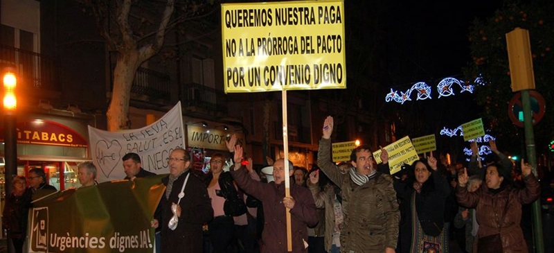 Un nadal reivindicatiu: manifestació en favor dels drets laborals i de la sanitat pública