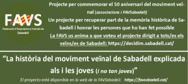 Projecte de la FAVSabadell sobre els 50 anys del moviment veïnal